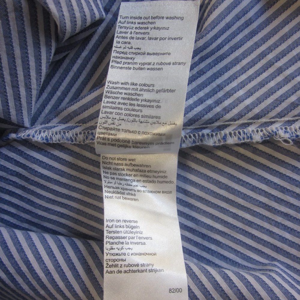 Mavi Size S Sustainable Cotton Summer Mini Dress with Tie Back in Blue Stripe - Picture 13 of 13